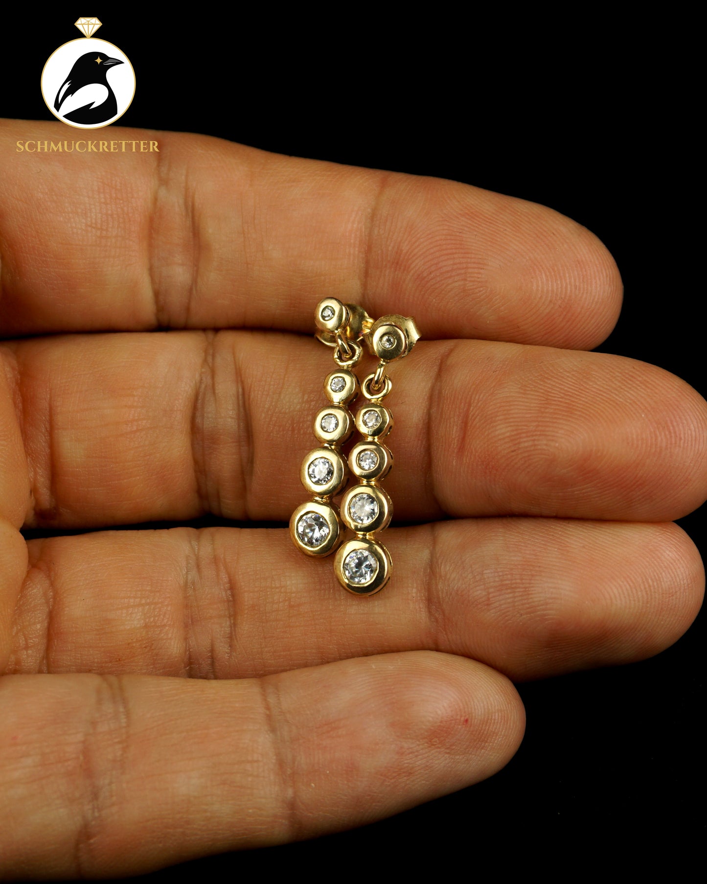 Lange 333 Gold Ohrringe mit Zirkonia