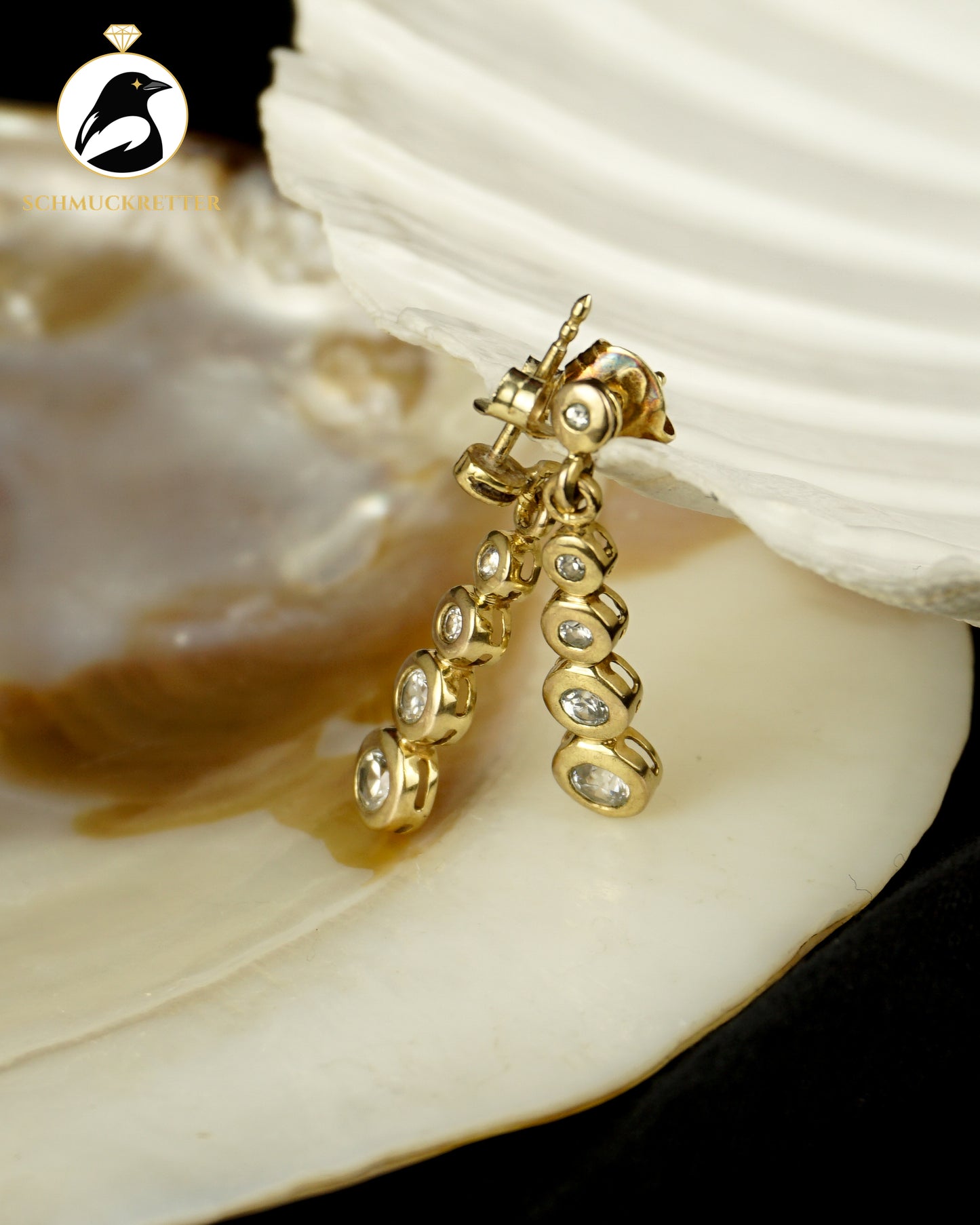 Lange 333 Gold Ohrringe mit Zirkonia