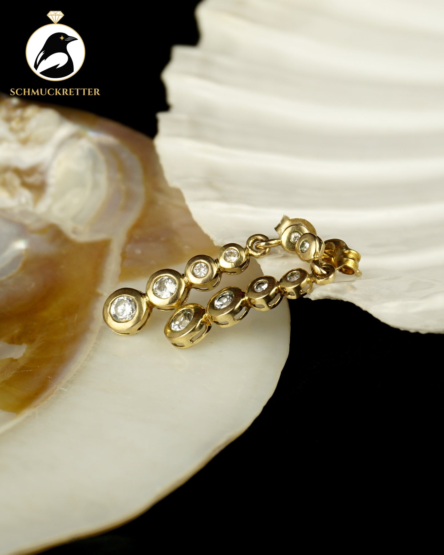 Lange 333 Gold Ohrringe mit Zirkonia