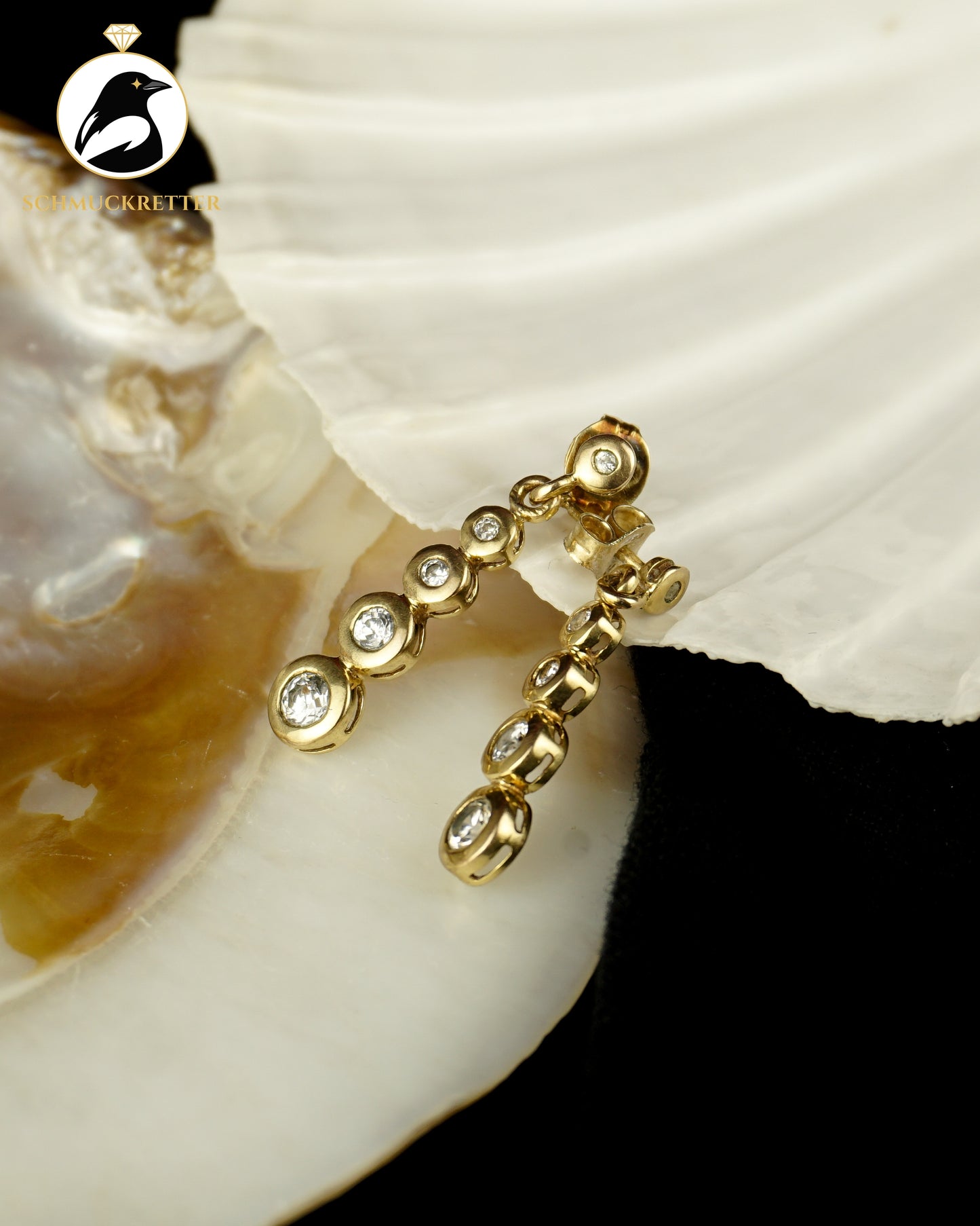 Lange 333 Gold Ohrringe mit Zirkonia