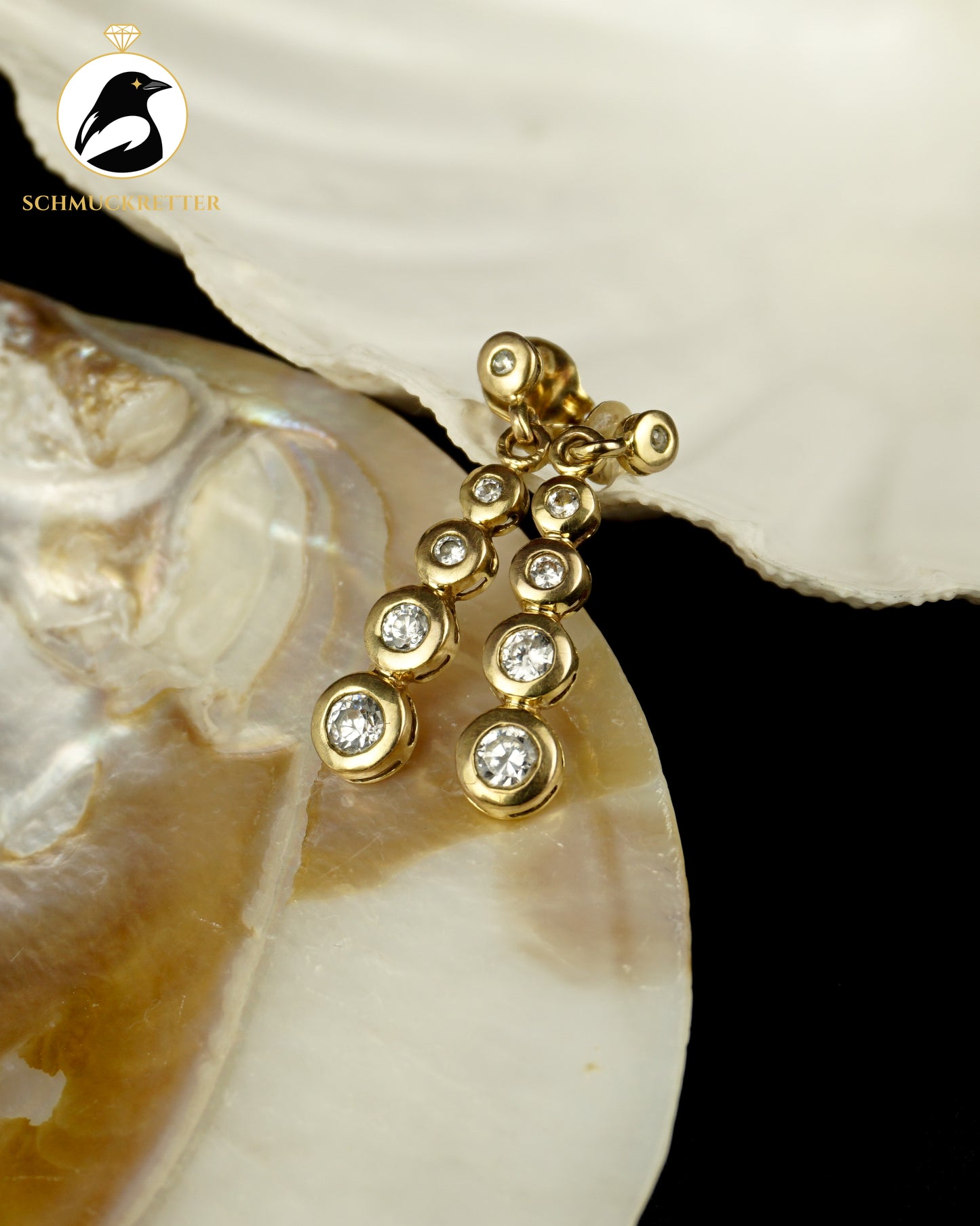 Lange 333 Gold Ohrringe mit Zirkonia