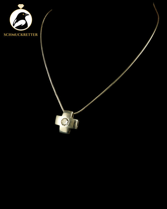 925 Silber Schlangenkette mit Kreuz-Anhänger