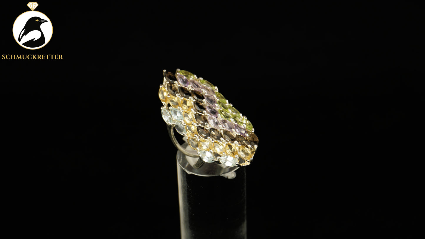 Ring aus 925 Silber mit Multi-Edelsteinen, Gr. 51, SALE
