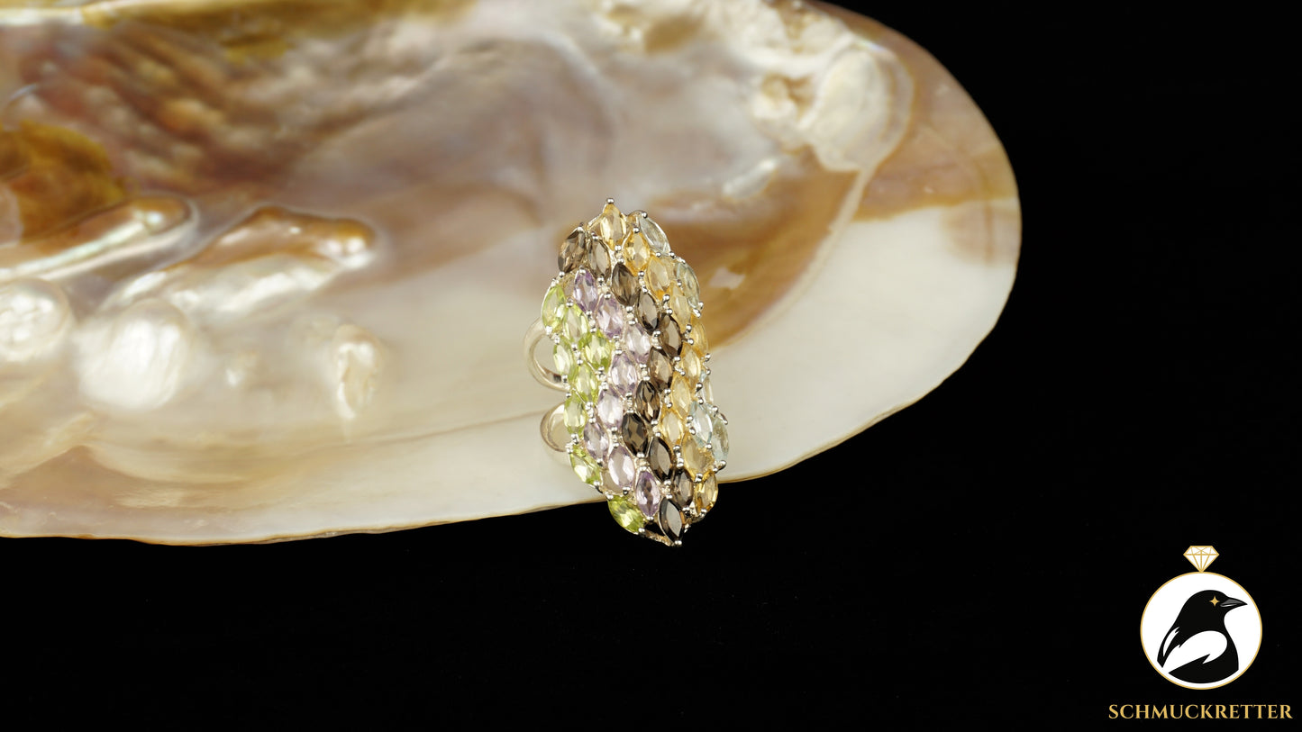 Ring aus 925 Silber mit Multi-Edelsteinen, Gr. 51, SALE