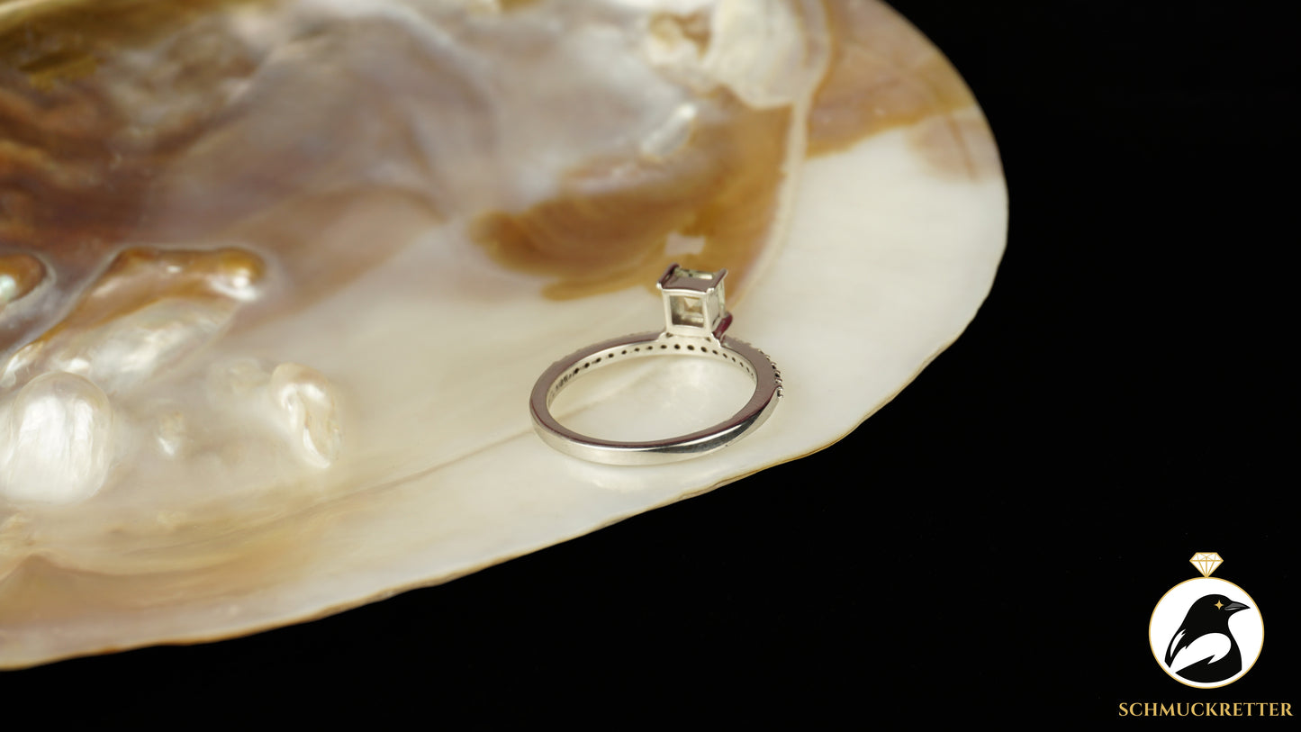 Ring aus 925 Silber mit Beryll & schwarzem Turmalin - von Juwelo, Gr. 63, SALE