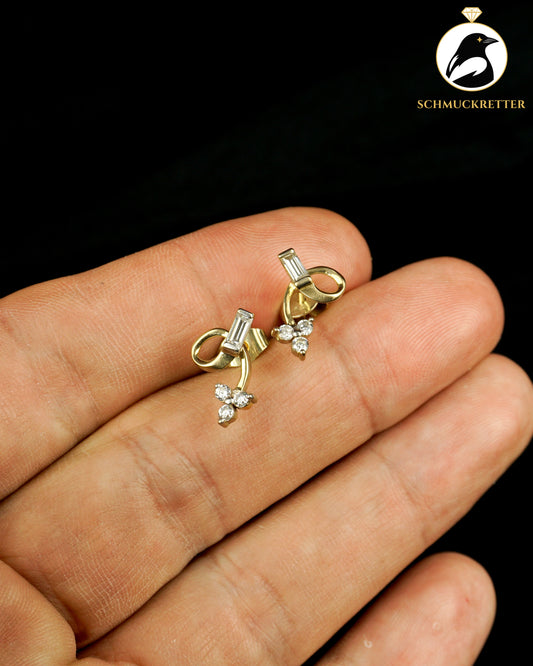 Bicolor-Ohrstecker aus 750 Gold mit Zirkonia – Ägypten