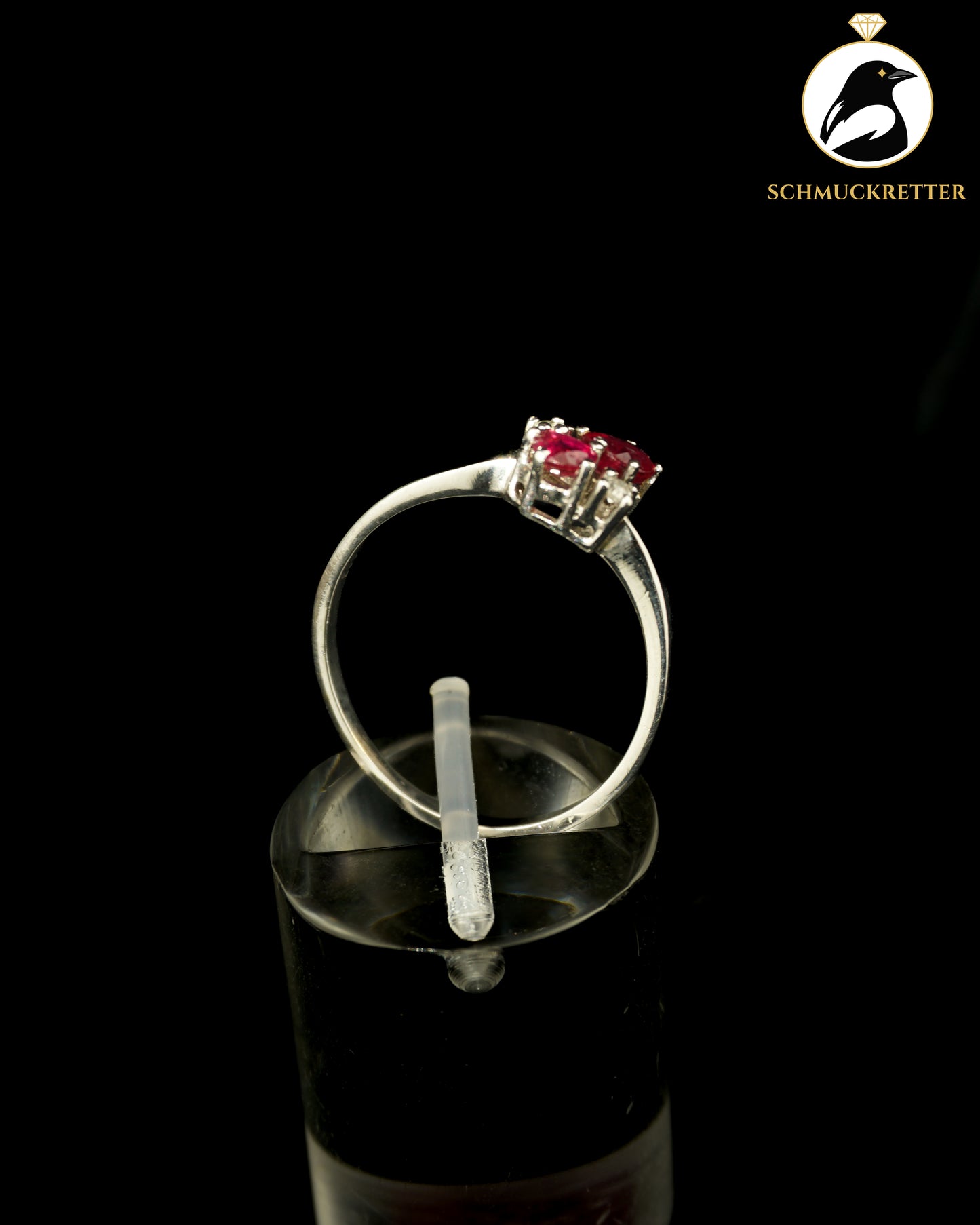 585 Weißgold Ring mit Rubinen und Diamanten, Gr. 54