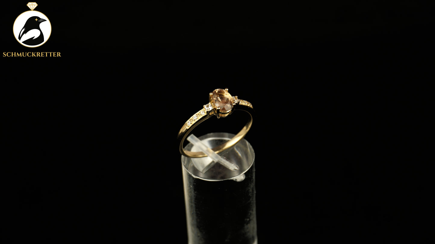 375 Gold Ring mit Morganit & weißem Topas - von Juwelo, Gr. 62