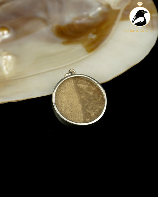 950 Silber Anhänger mit historischem Textilfragment – Kolumbien, SALE
