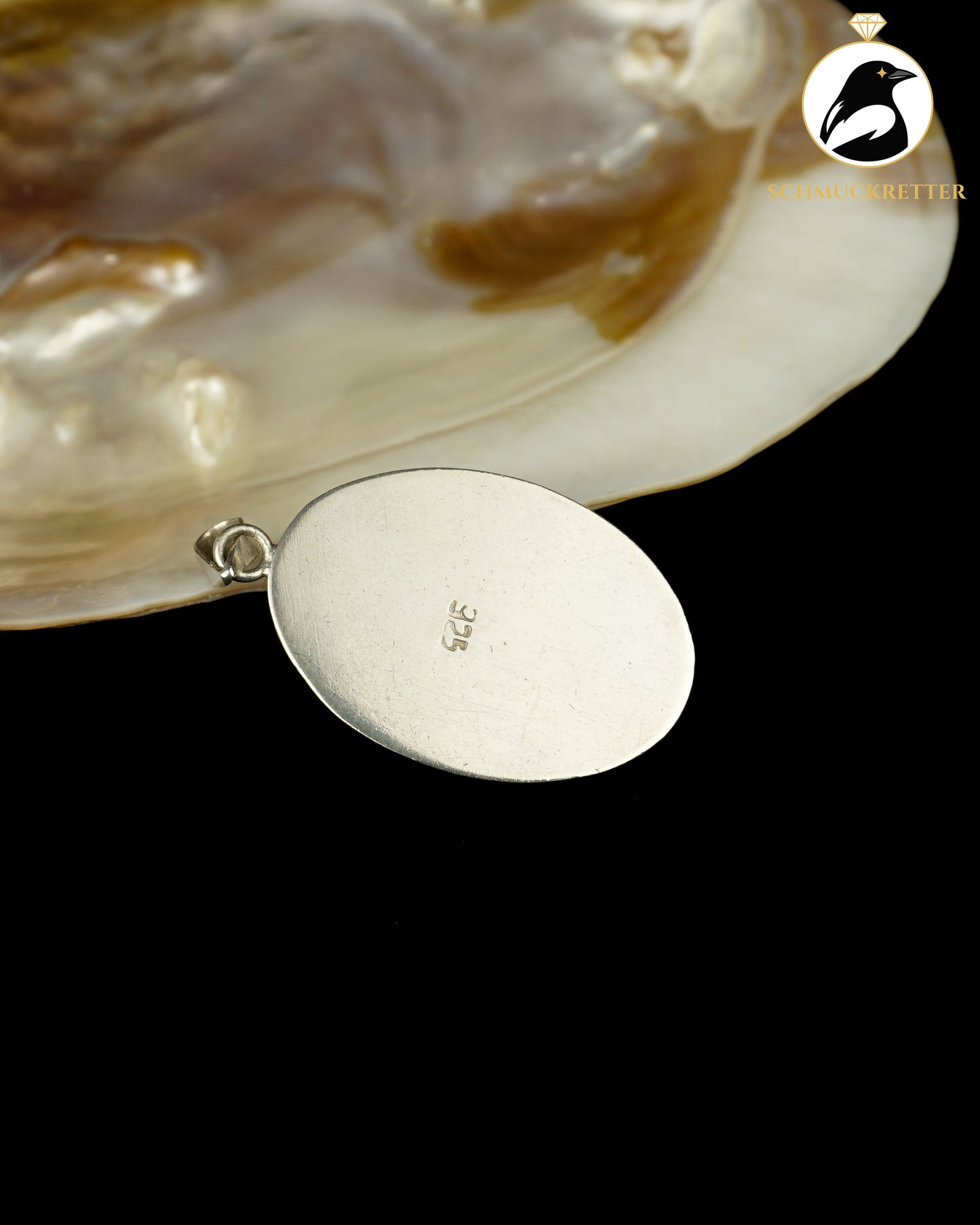 Großer Onyx Anhänger aus 925 Silber - ovaler Cabochon