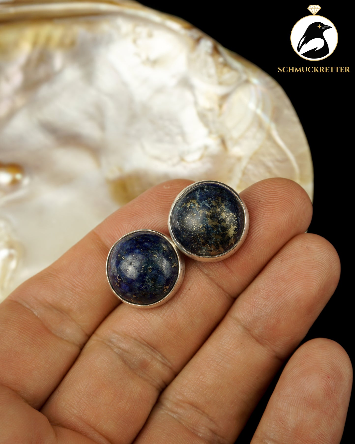Große Lapislazuli-Ohrstecker aus 925 Silber – Handarbeit aus Lateinamerika