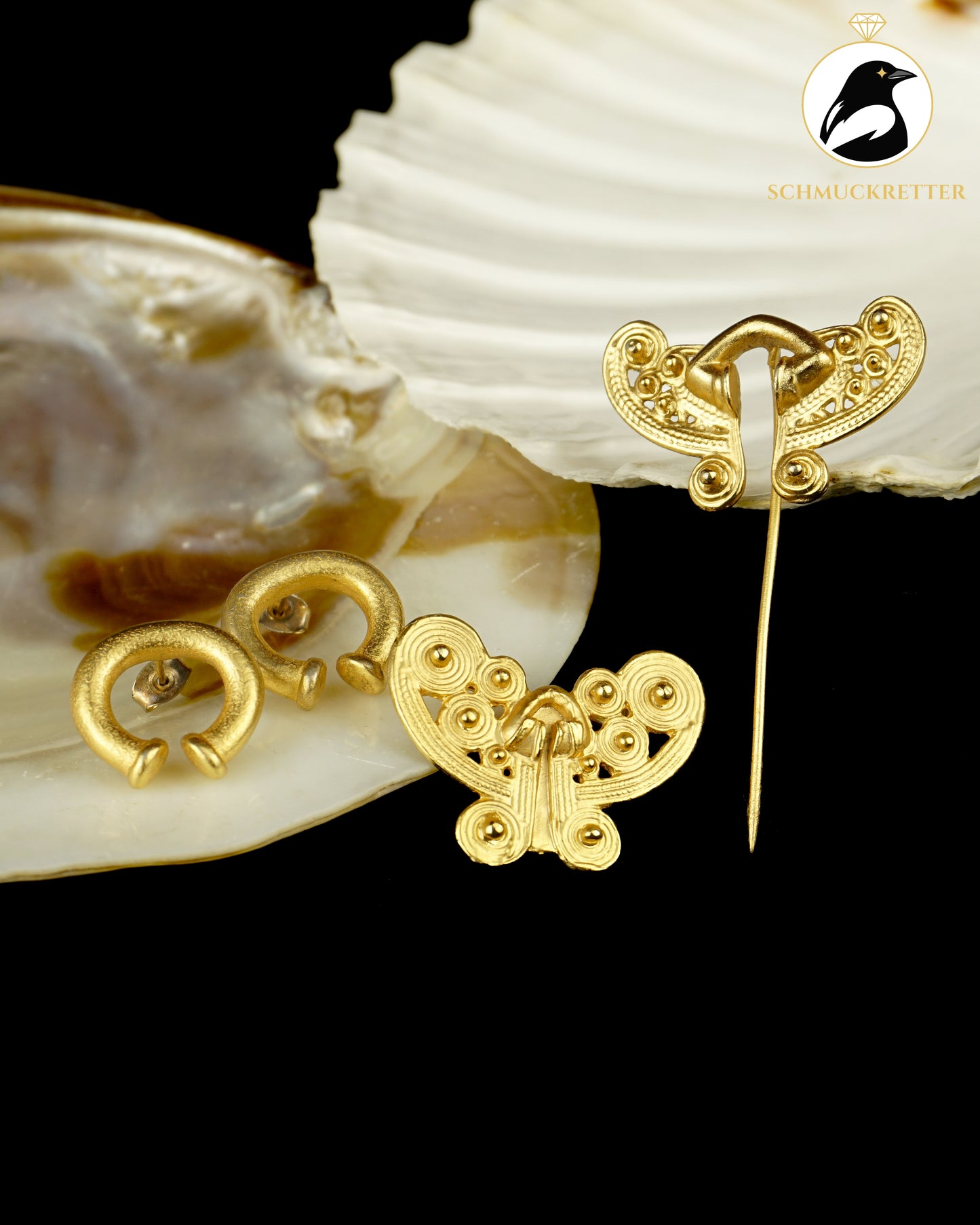 Präkolumbisch inspiriertes, vergoldetes Schmuckset – Tairona-Stil