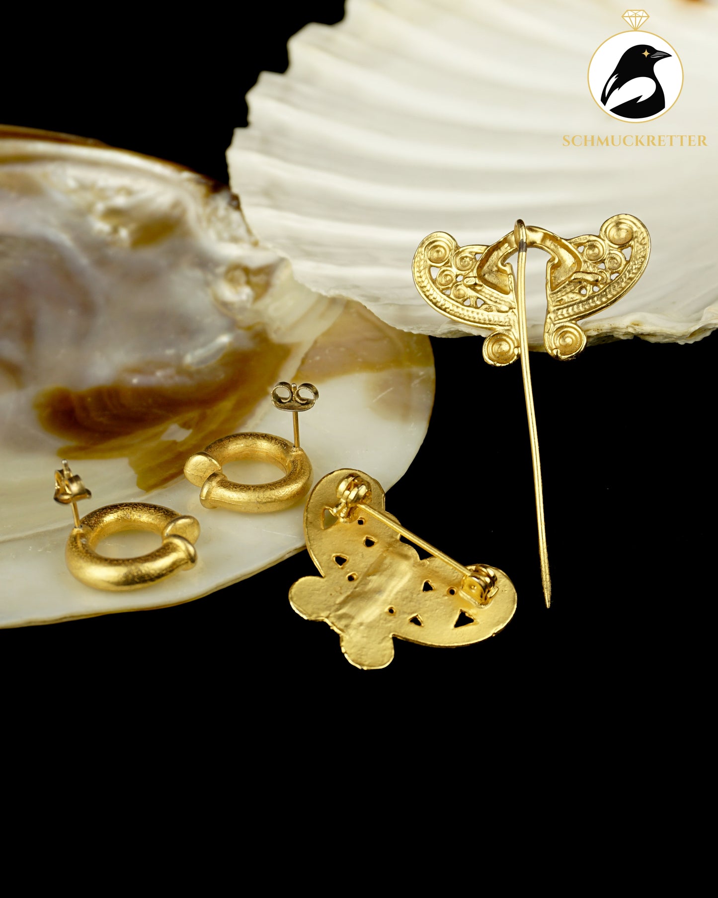Präkolumbisch inspiriertes, vergoldetes Schmuckset – Tairona-Stil