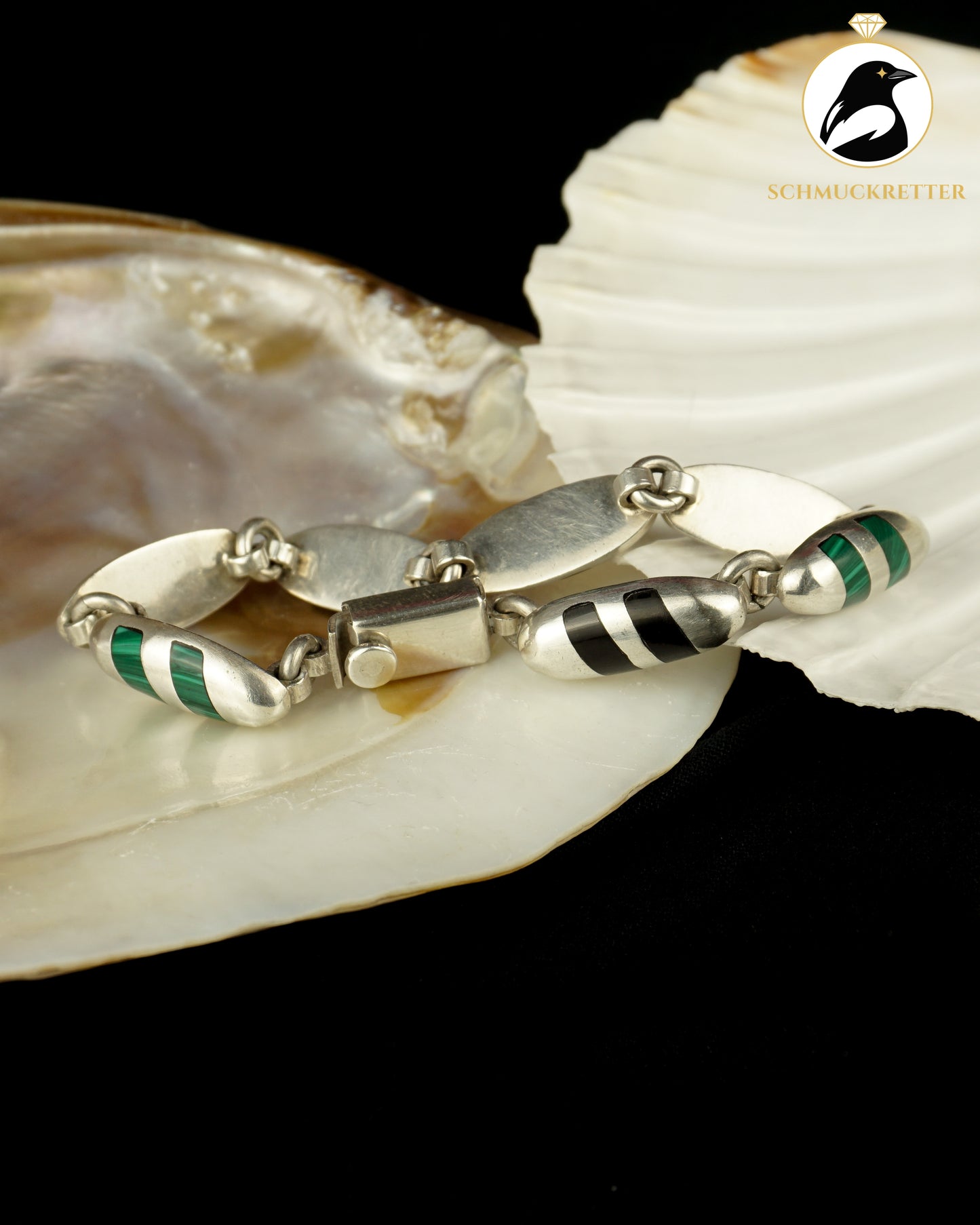 Mexikanisches 925 Silber Armband mit Steineinlagen – kunsthandwerkliche Arbeit
