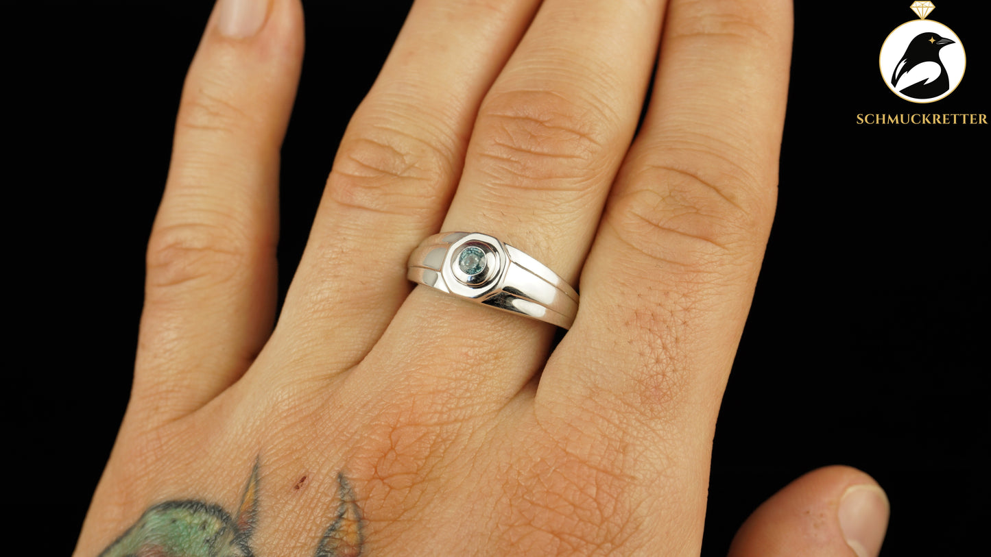 Ring aus 925 Silber mit blauem Zirkon - Juwelo, Gr. 63, SALE