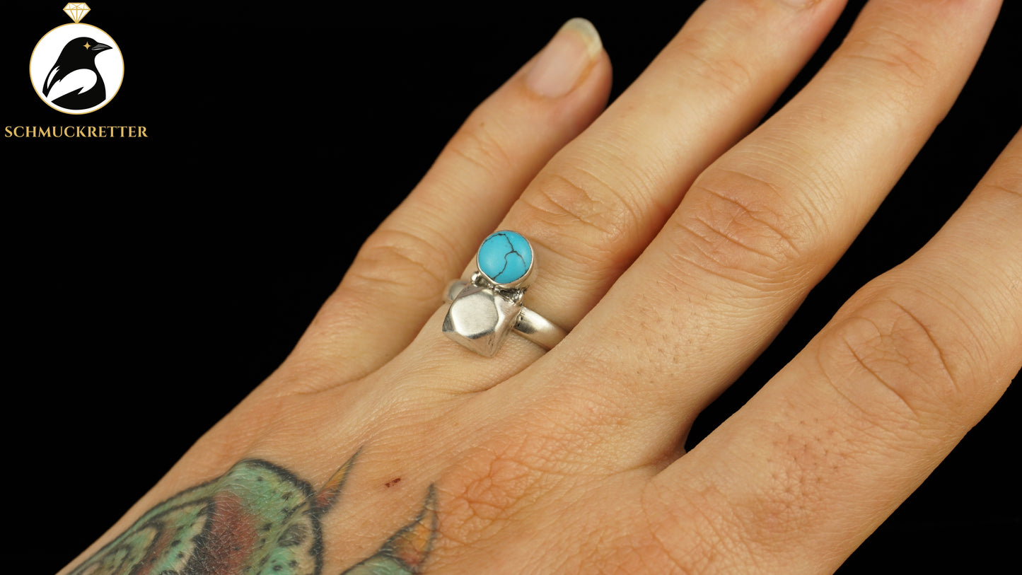 Ring aus 925 Silber mit Türkis-Howlith, Gr. 55, SALE