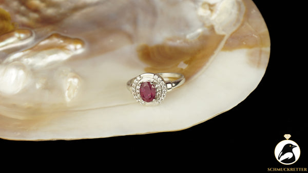 Ring aus 925 Silber mit Rubin und weißem Topas - Juwelo, Gr. 63