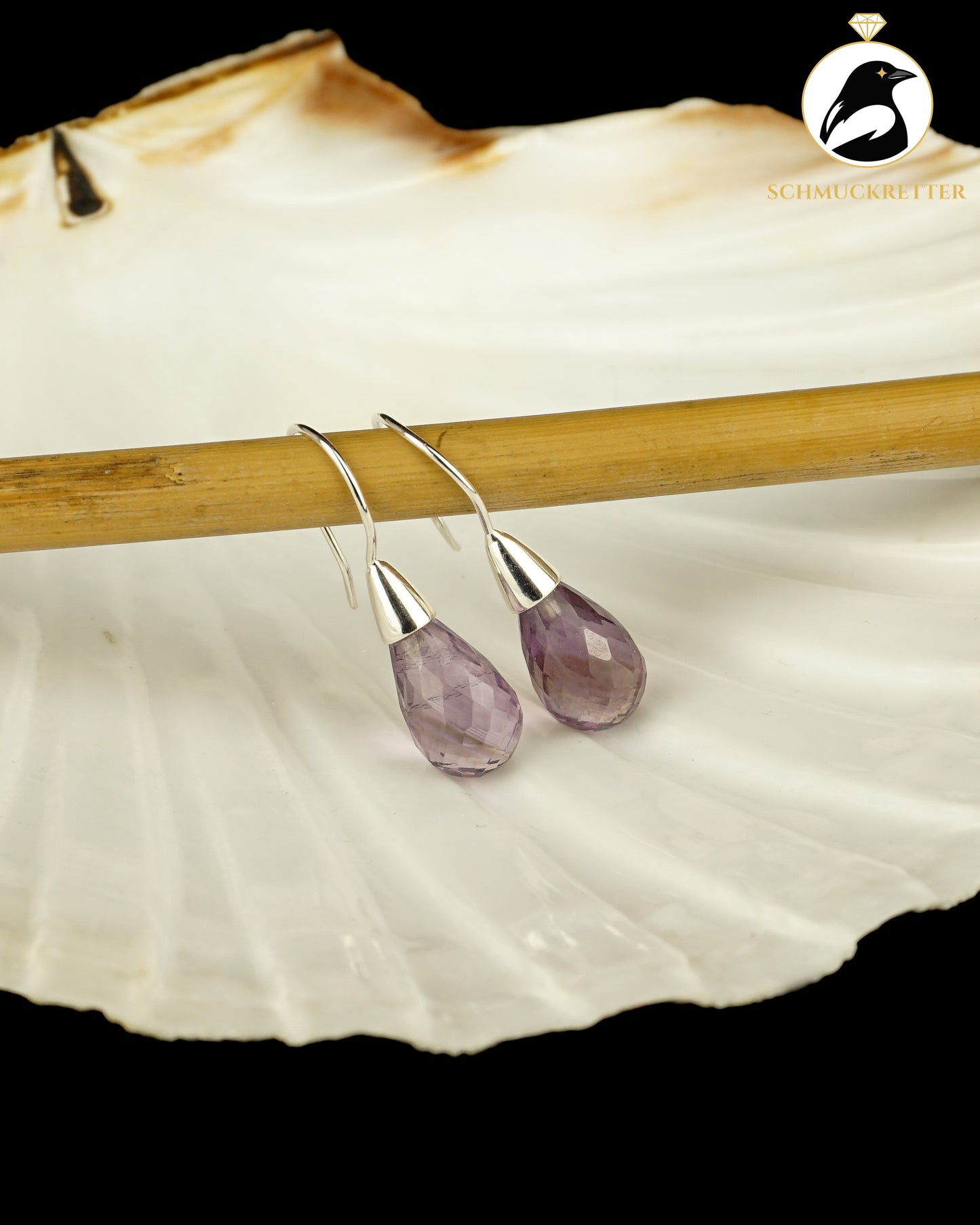 Facettierte Amethyst Ohrringe - gefasst in 925 Silber
