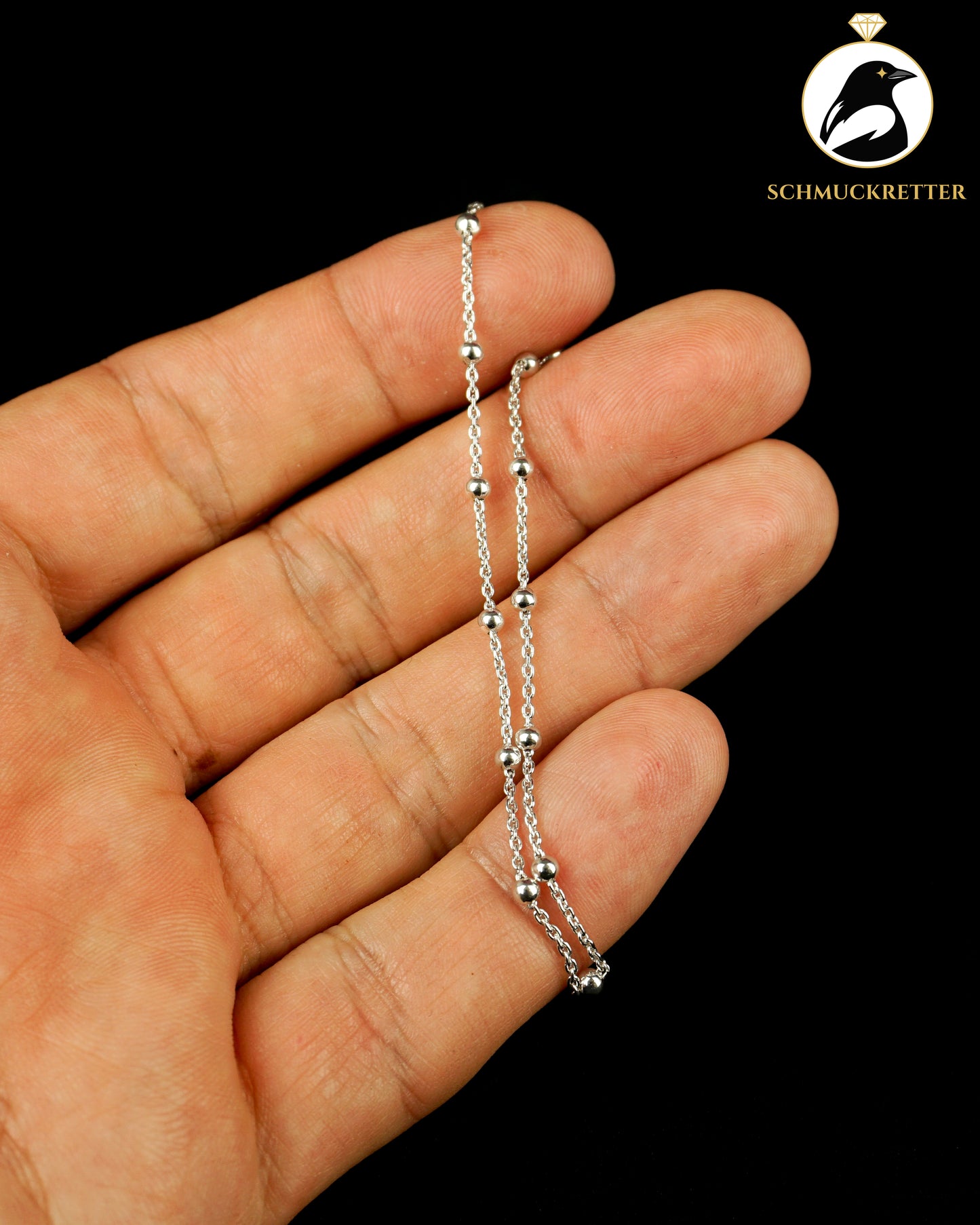 Rhodiniertes Kugelarmband aus 925 Silber, 18cm