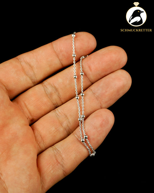 Rhodiniertes Kugelarmband aus 925 Silber, 18cm