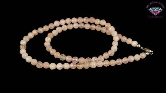 Harry Ivens: Facettierte Rosenquarz-Kette mit 925 Silber Verschluss