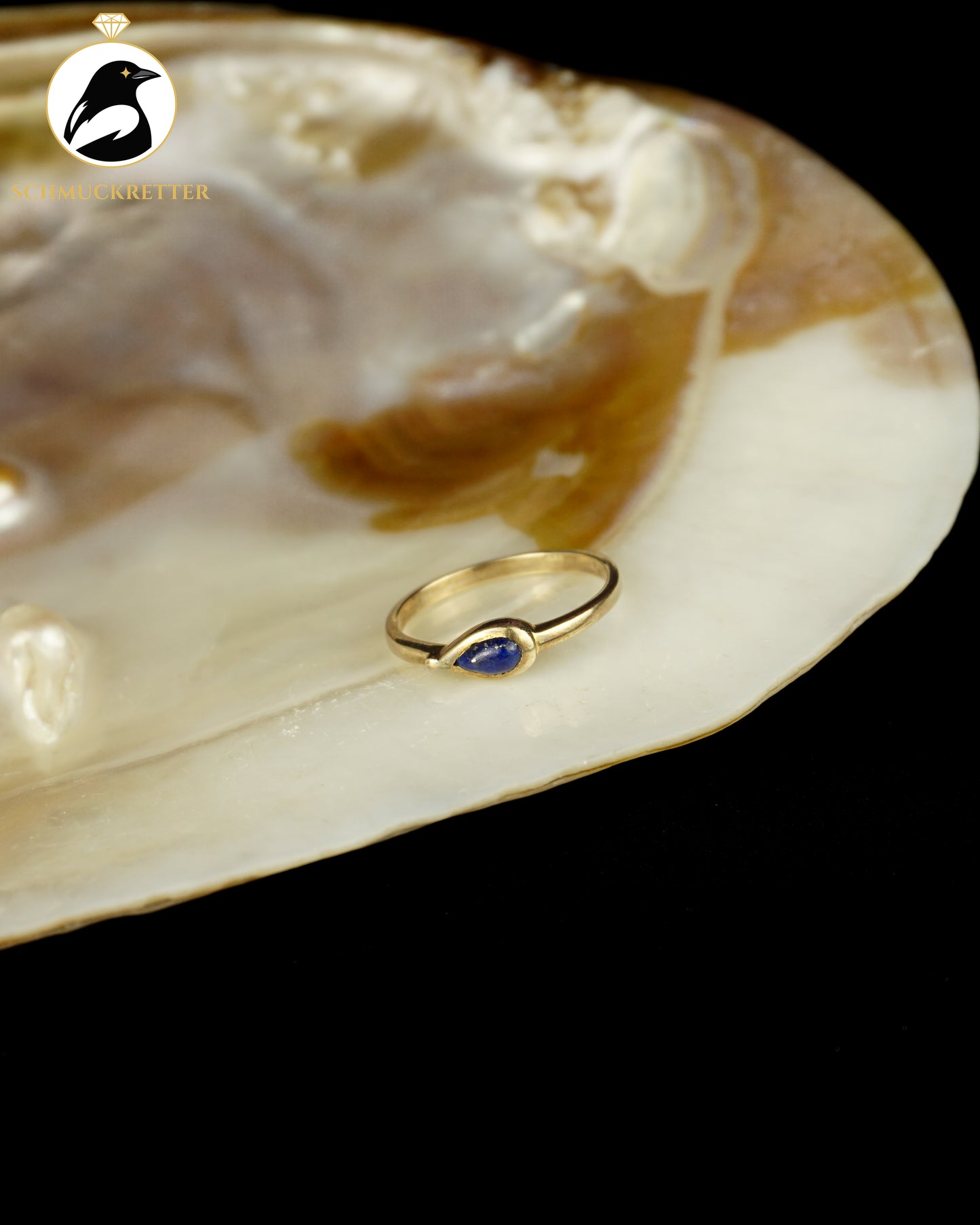 Zarter 333 Gold Ring mit Lapislazuli, Gr. 49