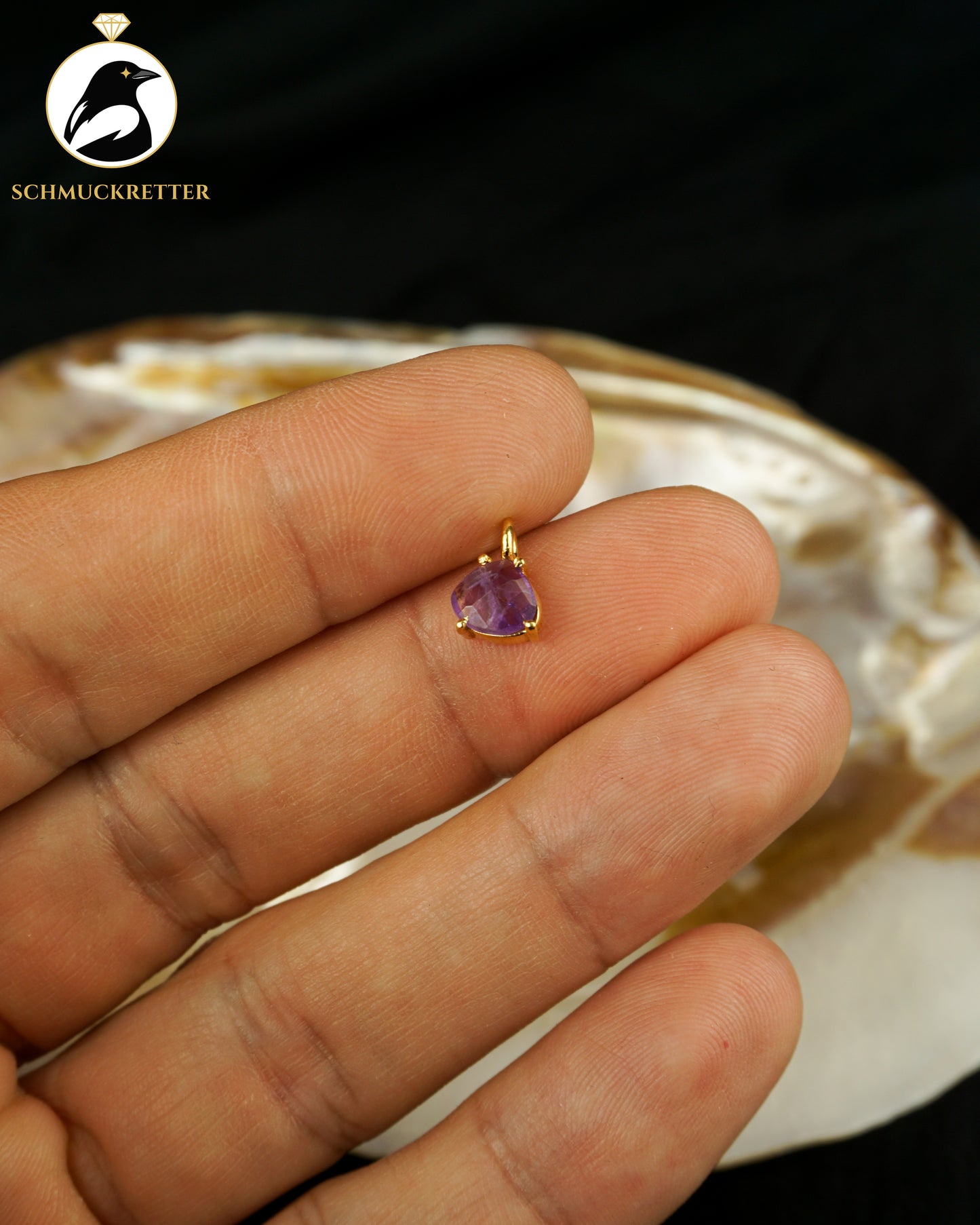 Facettierter Amethyst Anhänger gefasst in vergoldetem 925 Silber