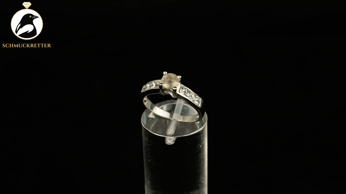 Ring aus 925 Silber mit weißem Topas und Labradorit - Juwelo, Gr. 54, SALE