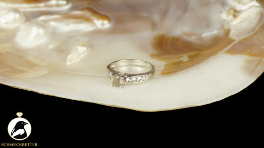 Ring aus 925 Silber mit weißem Topas und Labradorit - Juwelo, Gr. 54, SALE