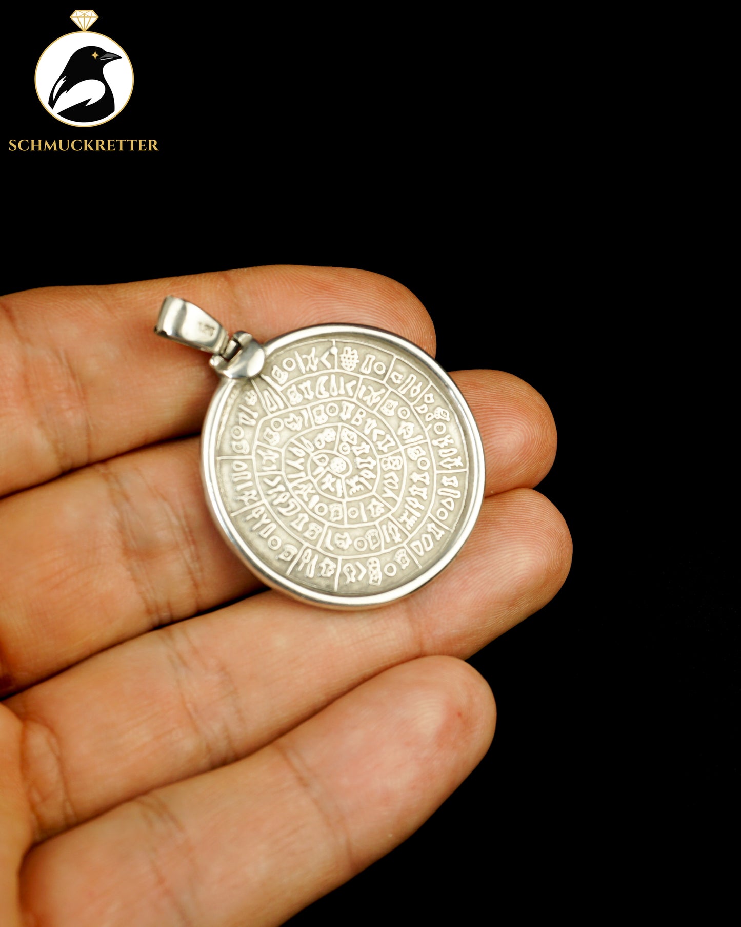Minoisches Rätsel - Anhänger aus 925 Silber mit Diskos von Phaistos