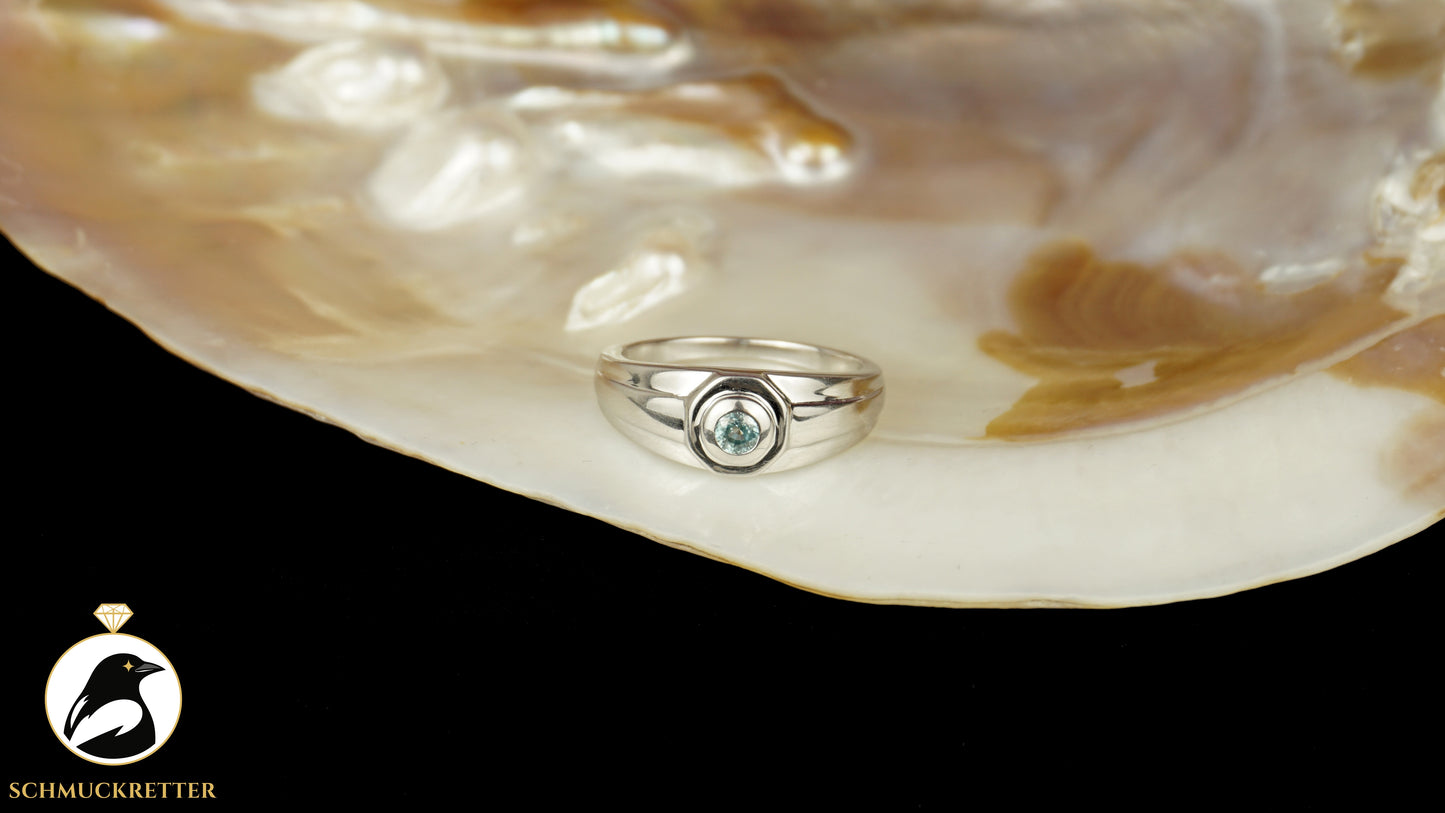 Ring aus 925 Silber mit blauem Zirkon - Juwelo, Gr. 63, SALE
