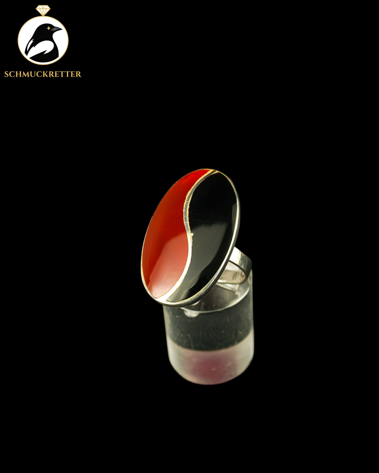 Ring aus 925 Silber mit Karneol und Onyx, Gr. 59