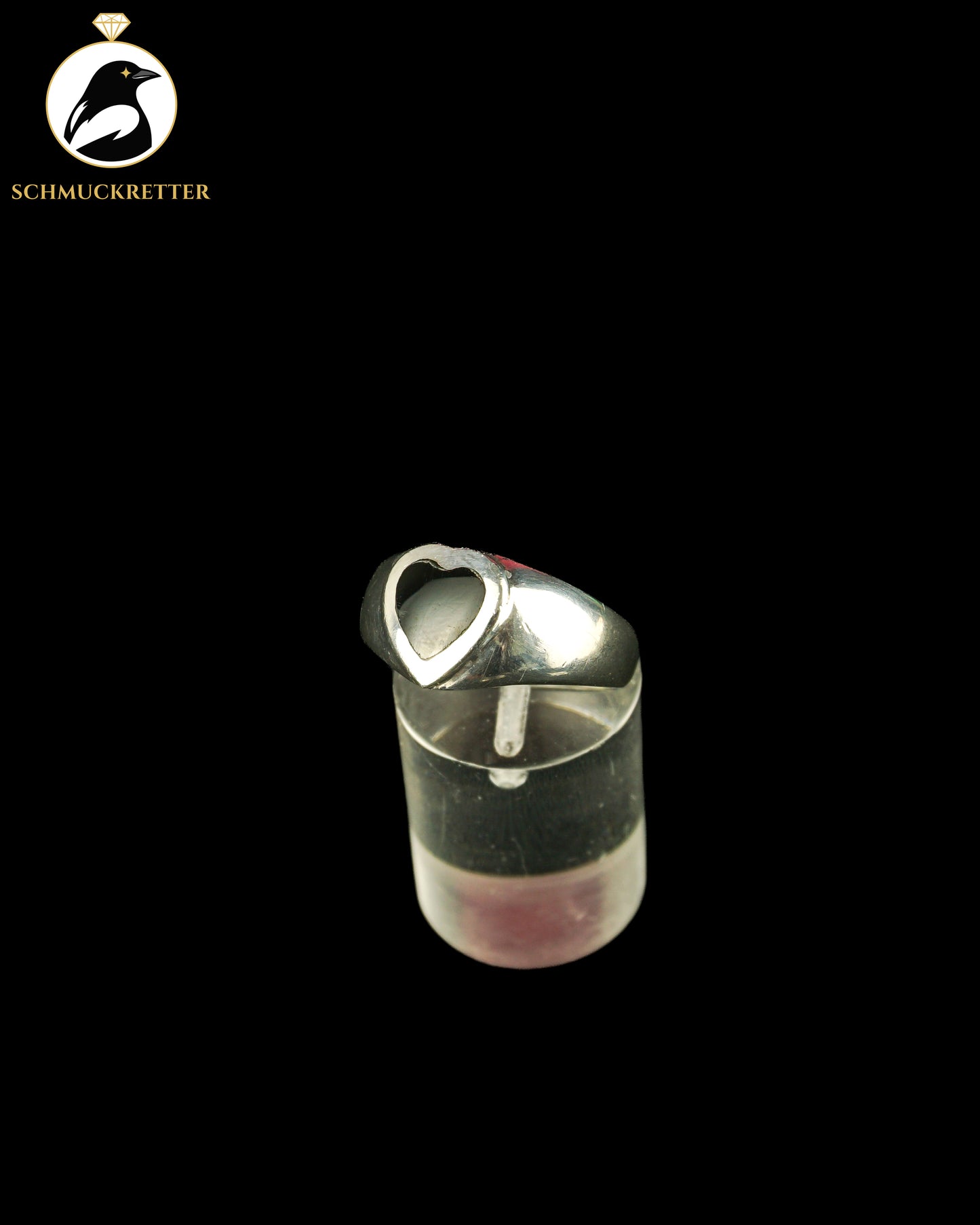 Ring aus 925 Silber mit Onyx-Herz, Gr. 59