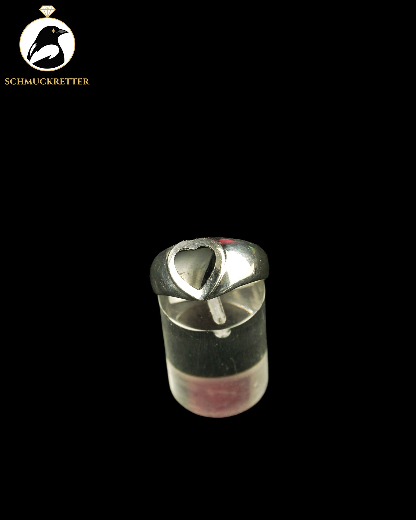 Ring aus 925 Silber mit Onyx-Herz, Gr. 59
