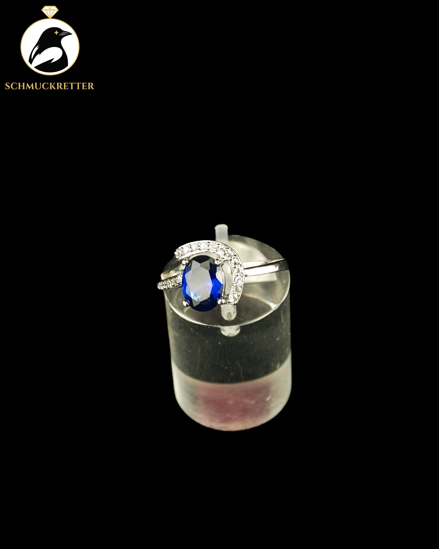 Ring aus 925 Silber mit blauem und weißen Zirkonia, Gr. 55