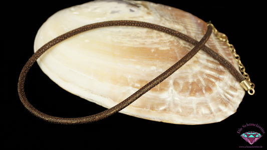 Pfeffinger: Kette mit vergoldetem 925 Silber Verschluss, Wildlederoptik (braun)