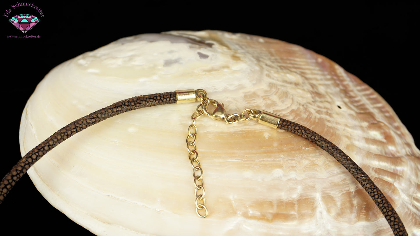 Pfeffinger: Kette mit vergoldetem 925 Silber Verschluss, Wildlederoptik (braun)