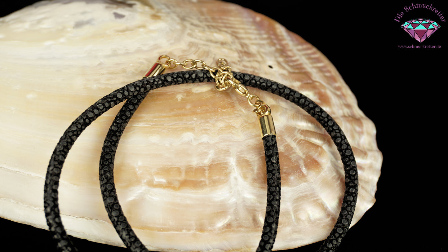 Pfeffinger: Kette mit vergoldetem 925 Silber Verschluss, Wildlederoptik (schwarz)