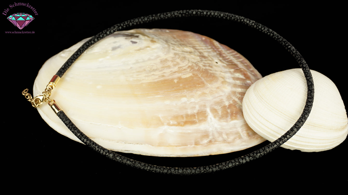 Pfeffinger: Kette mit vergoldetem 925 Silber Verschluss, Wildlederoptik (schwarz)