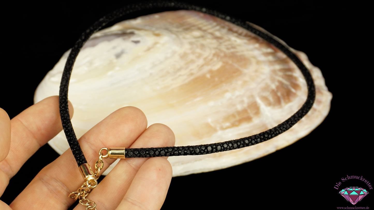 Pfeffinger: Kette mit vergoldetem 925 Silber Verschluss, Wildlederoptik (schwarz)