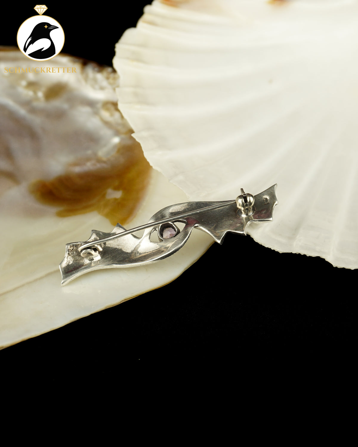 Brosche aus 925 Silber mit Amethyst und Markasiten
