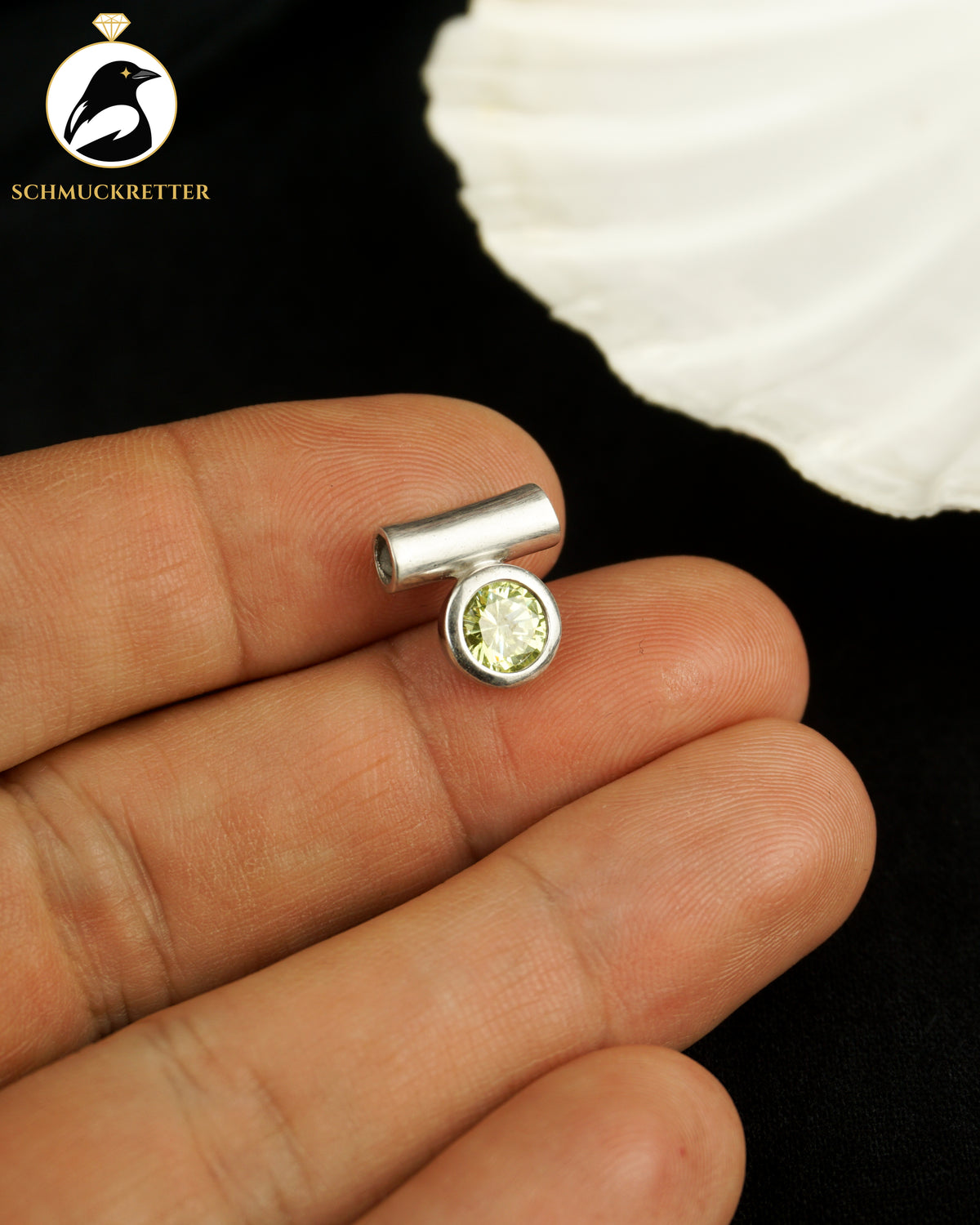 925 Silber Anhänger mit funkelndem, limettengelbem Zirkonia