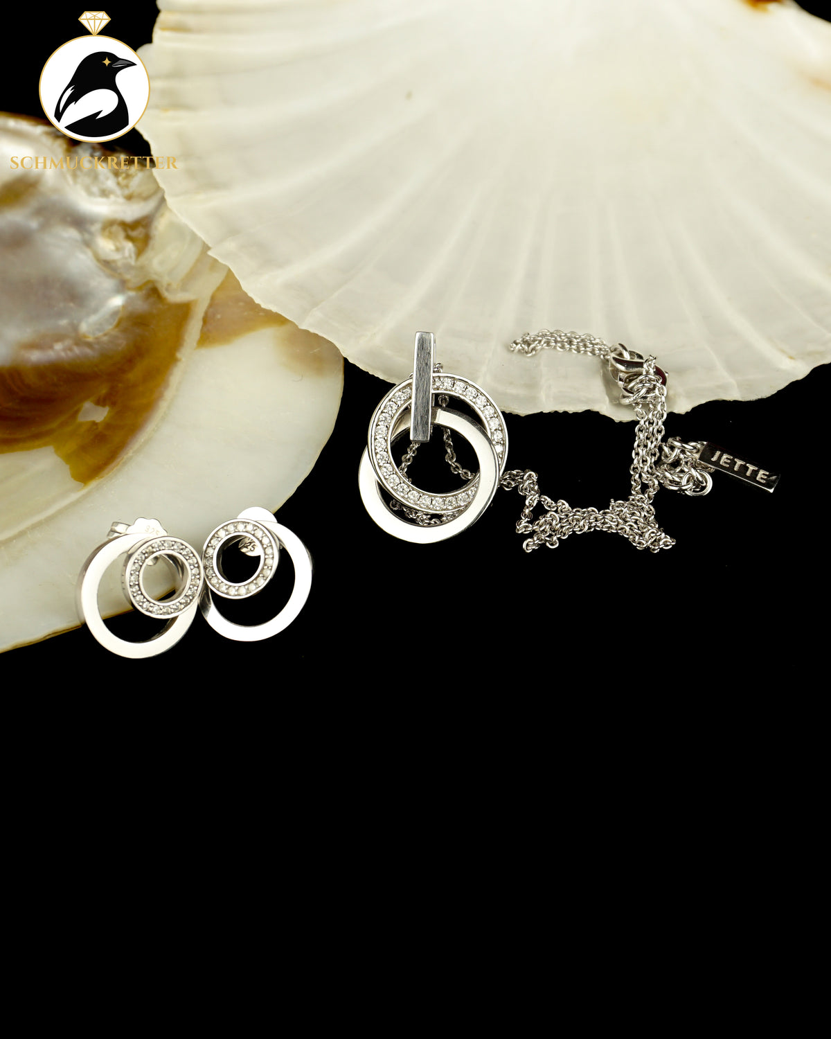 JETTE Set: Kette und Ohrringe aus 925 Silber mit Zirkonia