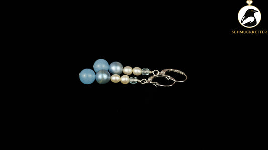 Perlenohrringe mit blauem Achat aus 925 Silber