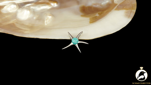 Seestern Anhänger mit Amazonit aus 925 Silber