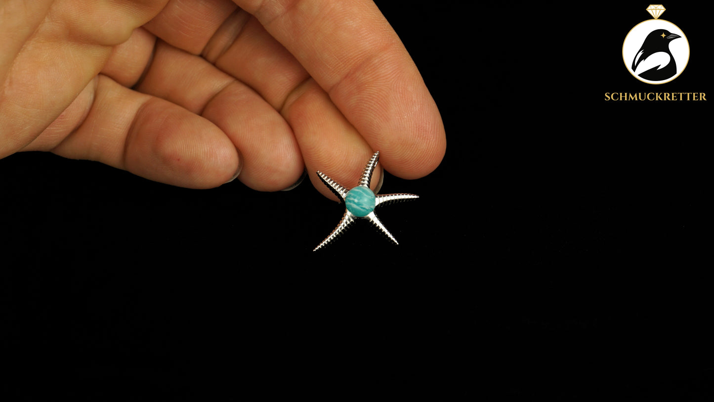 Seestern Anhänger mit Amazonit aus 925 Silber
