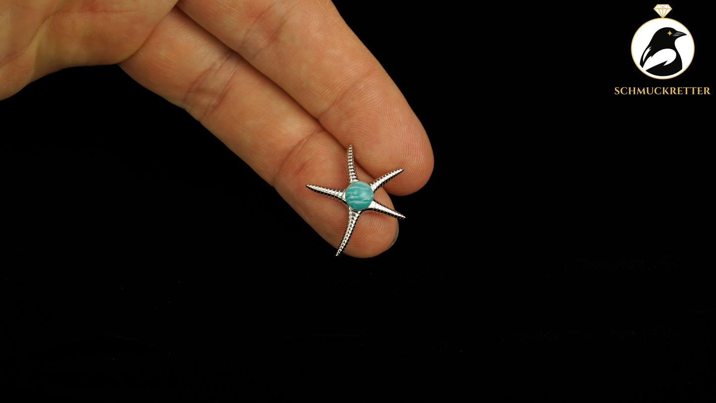 Seestern Anhänger mit Amazonit aus 925 Silber