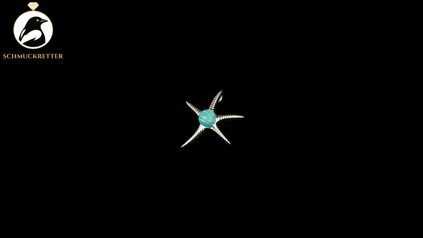 Seestern Anhänger mit Amazonit aus 925 Silber