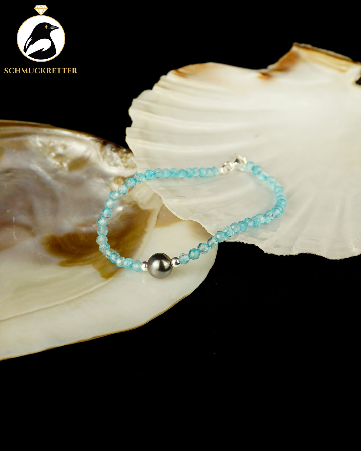 Tahitiperlen-Armband mit Blautopas | 925 Silber