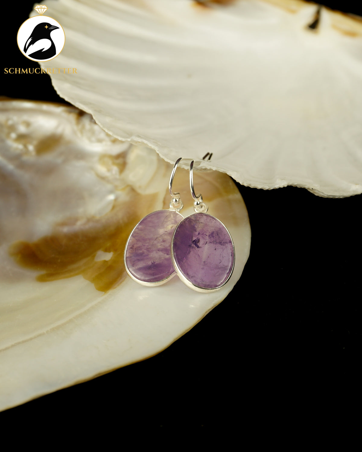 Große Amethyst-Ohrringe gefasst in 925 Silber